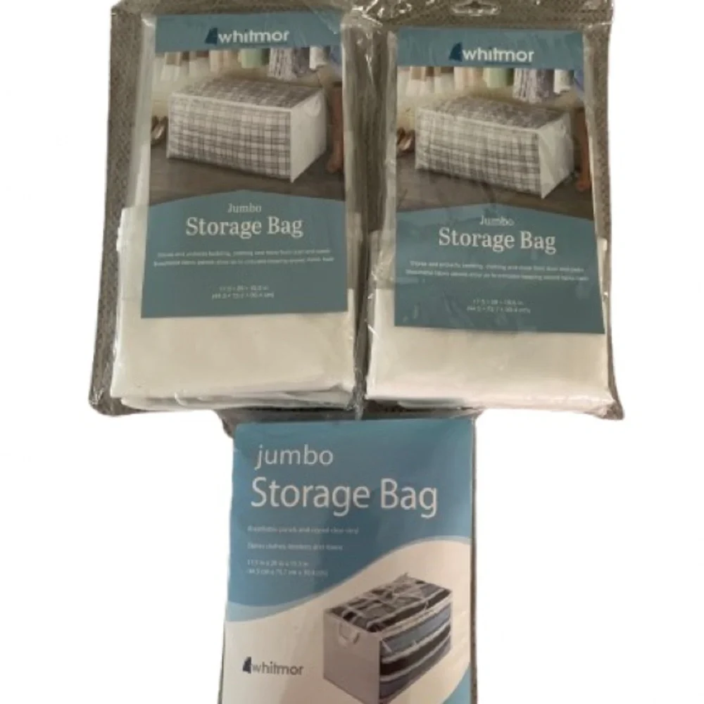 #792 WHITMOR Jumbo Storage Bag - White and Gray - Picture 1 of 5